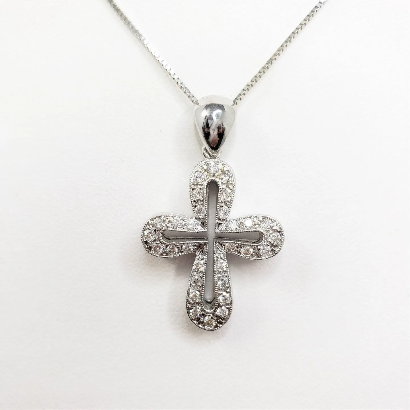 14Kt White Gold Diamond Cross Pendant