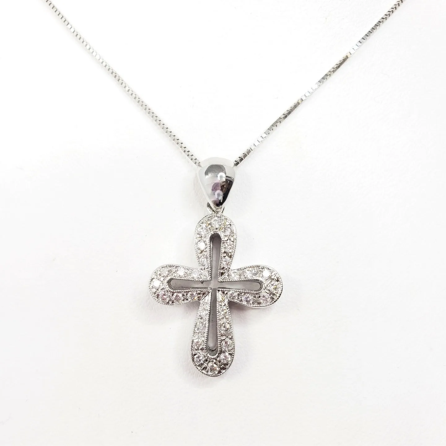 14Kt White Gold Diamond Cross Pendant