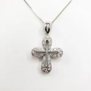 14Kt White Gold Diamond Cross Pendant