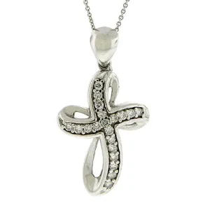 14KW Diamond Wavy Cross Pendant