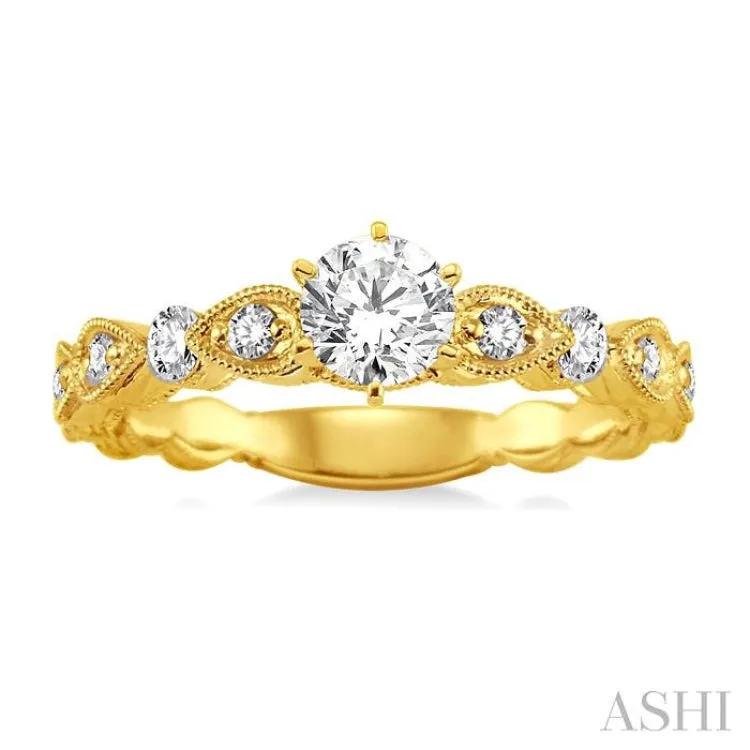 1/5 Ctw Diamond Semi-Mount Engagement Ring in 14K Yellow Gold