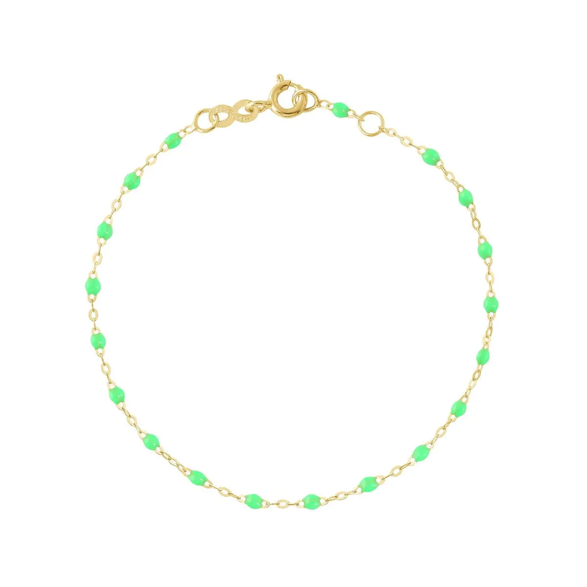 18K Gold and Neon Green Resin Beaded Classic Bracelet