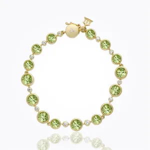 18K Round Bracelet with peridot and diamond