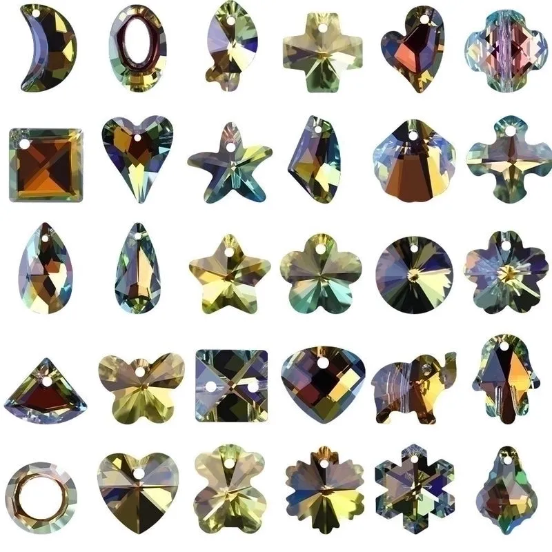 20 Pcs/package Simple Style Star Heart Shape Snowflake Crystal Glass Plating Jewelry Accessories