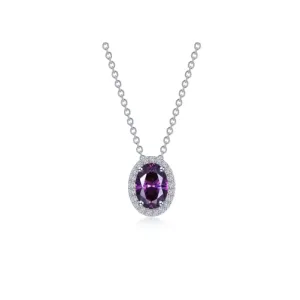 2.56 CTW Oval Amethyst Halo Necklace