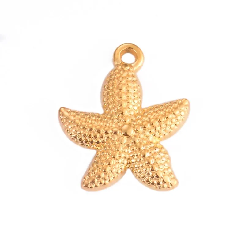 304 Stainless Steel Leaf Starfish Flower Pendant