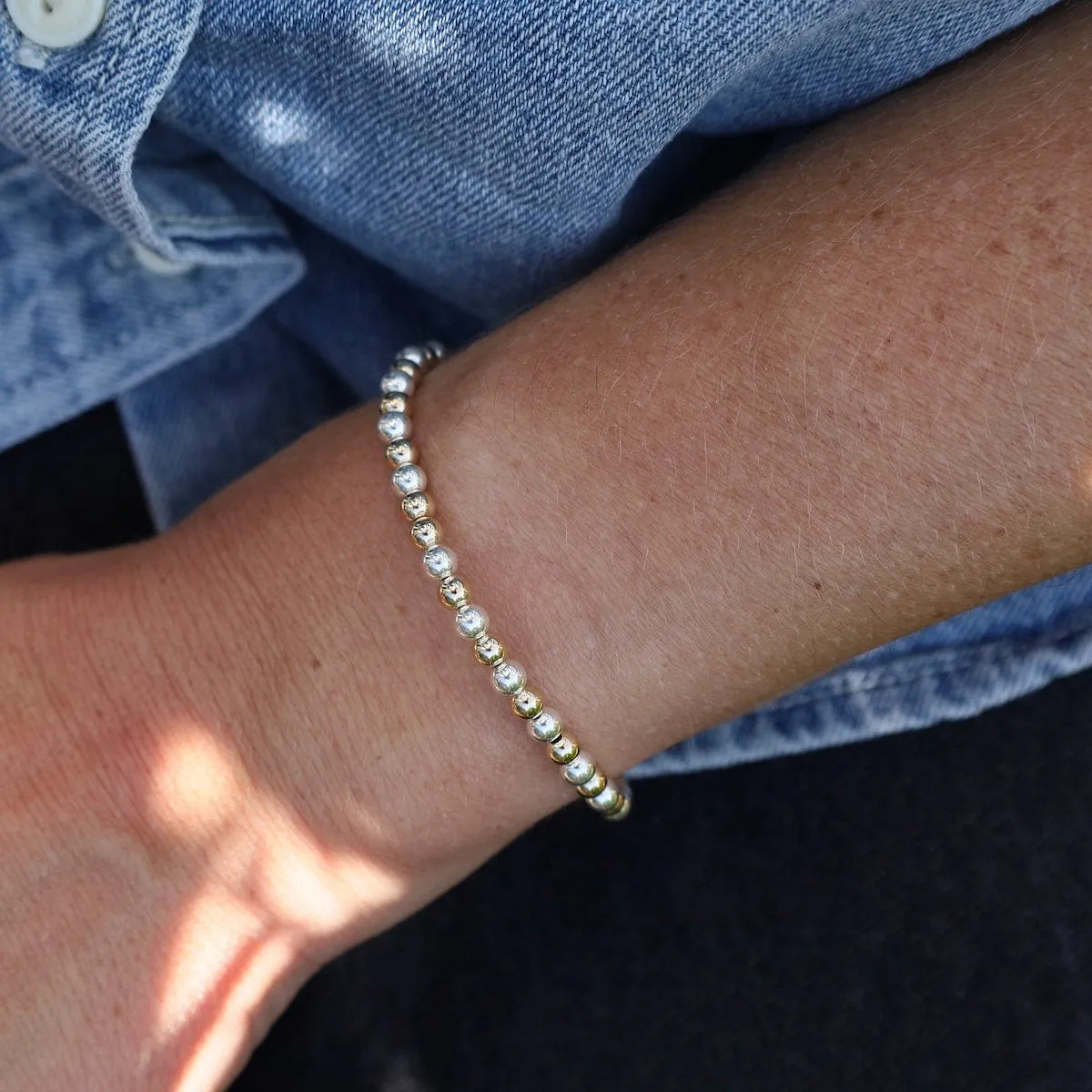 4mm Classic Ball Bracelet in Silver, Gold, or Two Tone