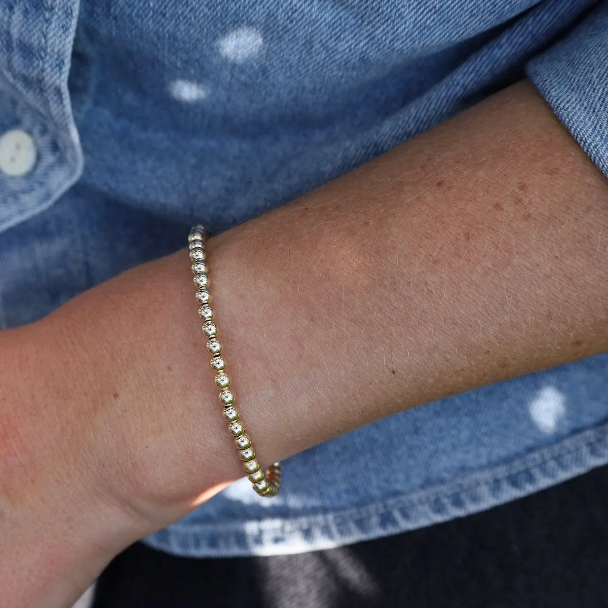 4mm Classic Ball Bracelet in Silver, Gold, or Two Tone