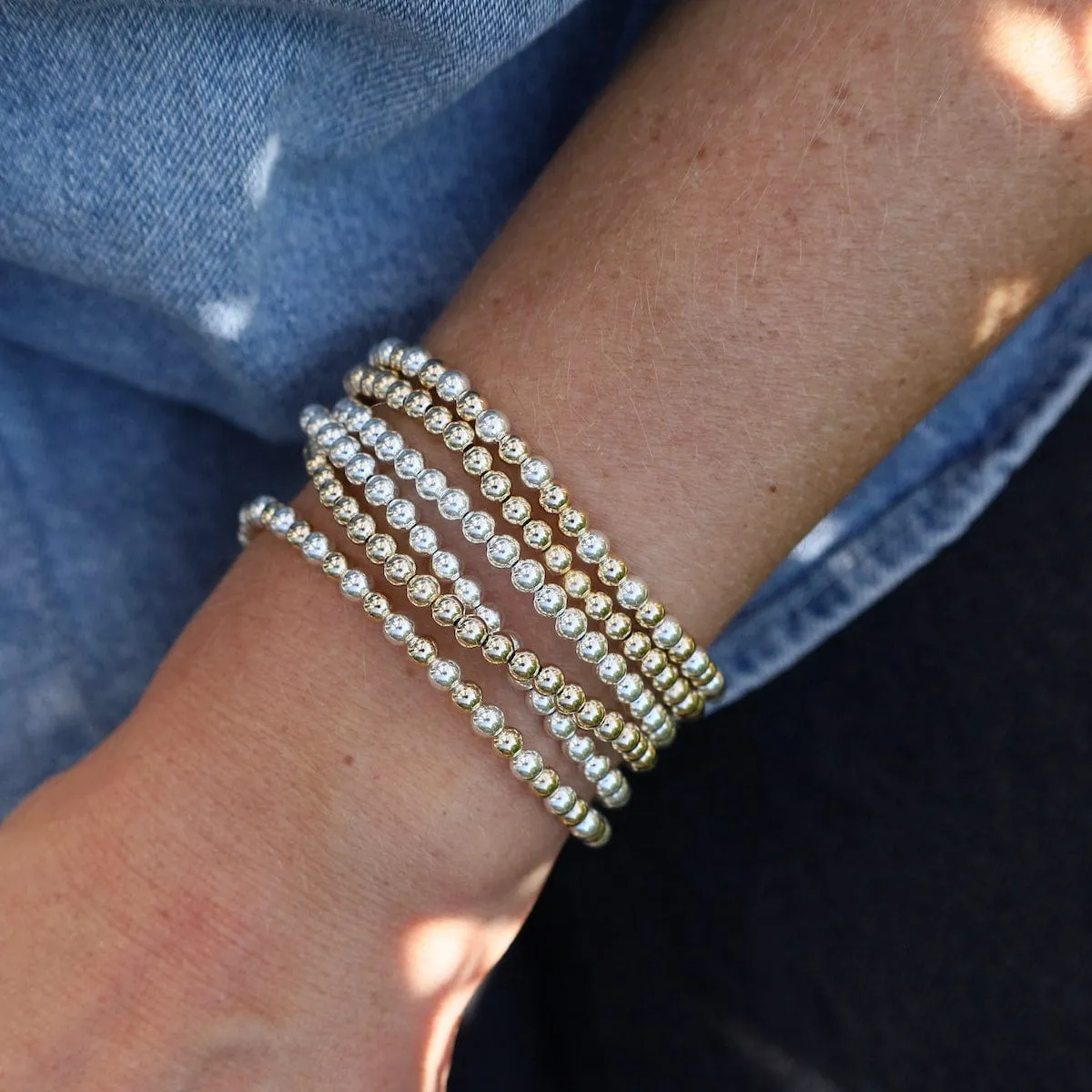 4mm Classic Ball Bracelet in Silver, Gold, or Two Tone