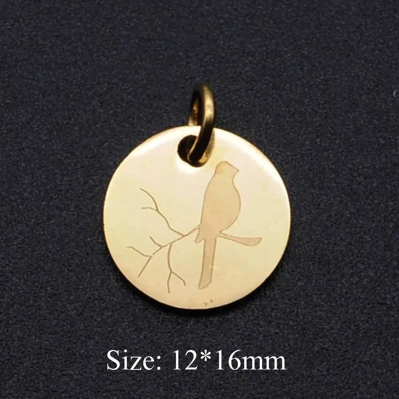 5 Pieces Stainless Steel 18K Gold Plated Bird