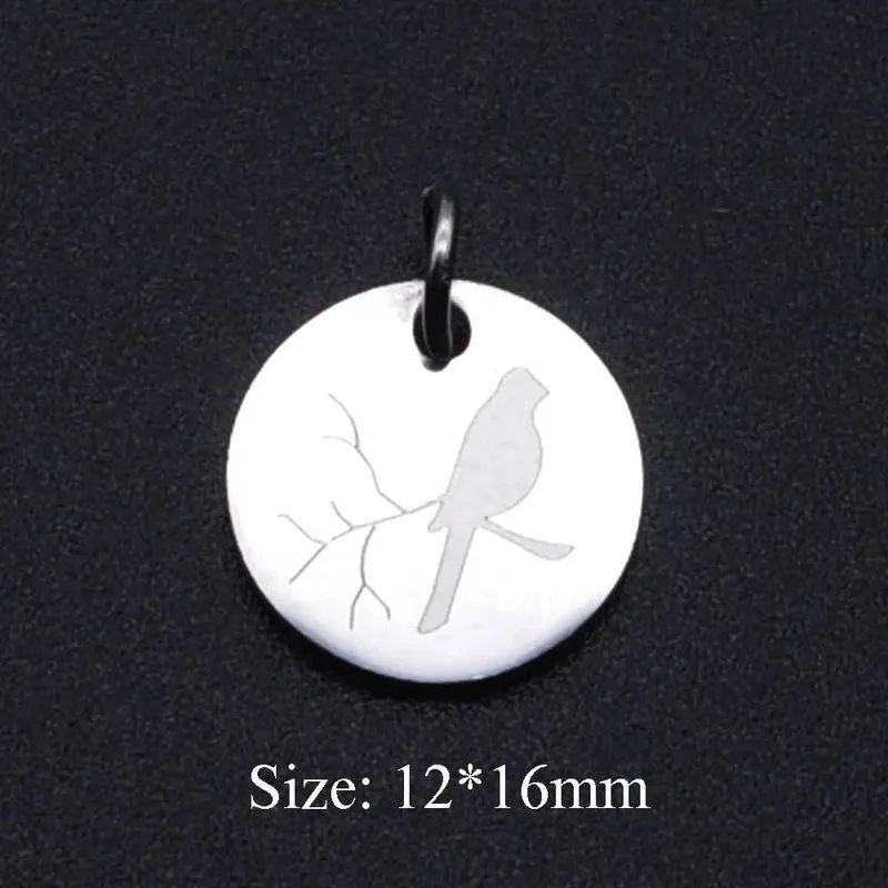 5 Pieces Stainless Steel 18K Gold Plated Bird