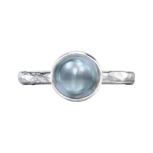 8mm Dove Grey Pearl Hammered Twinkle Ring