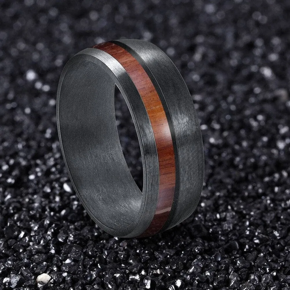 8mm Wide Carbon Fiber Ring Inlaid Veneer Men's Wedding Band