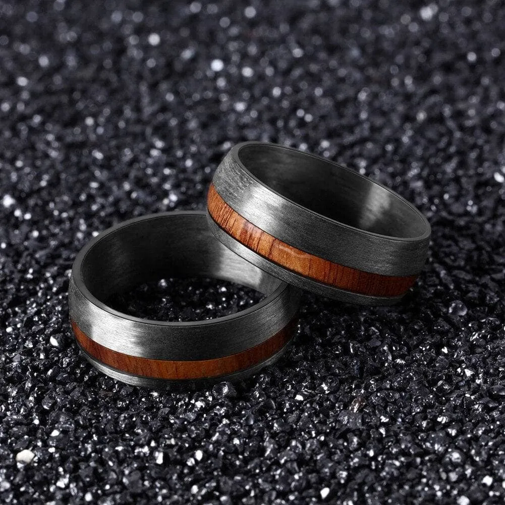 8mm Wide Carbon Fiber Ring Inlaid Veneer Men's Wedding Band