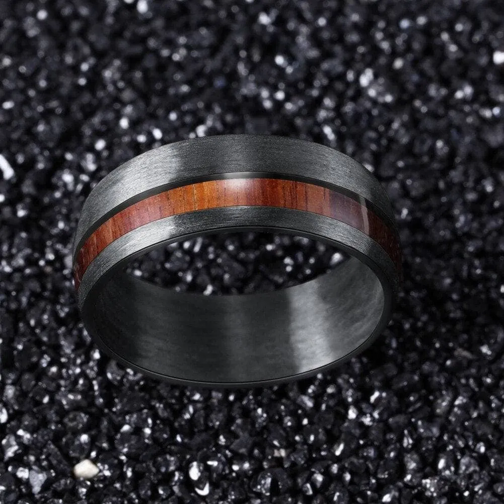 8mm Wide Carbon Fiber Ring Inlaid Veneer Men's Wedding Band