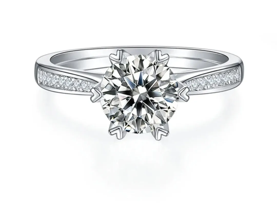 925 Silver 1.5ct 7.5mm Moissanite Diamond Ring