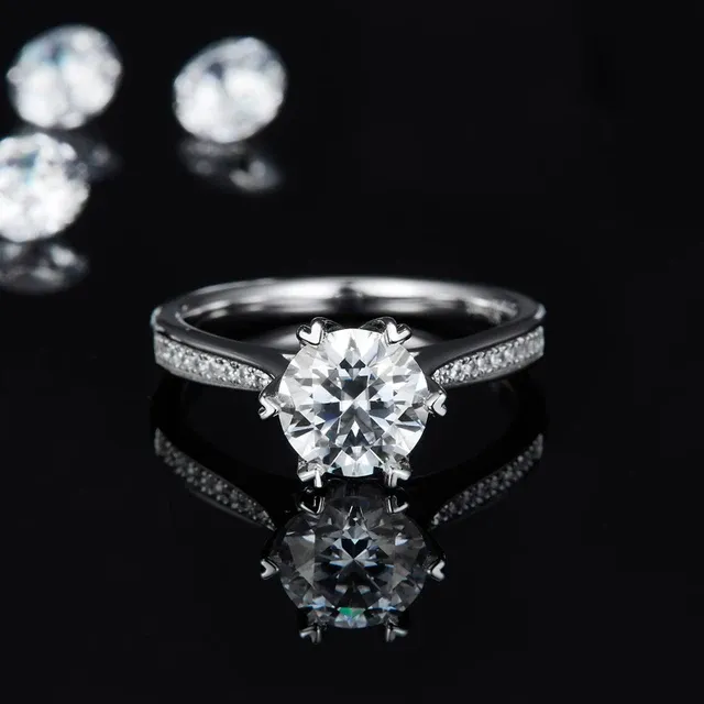 925 Silver 1.5ct 7.5mm Moissanite Diamond Ring