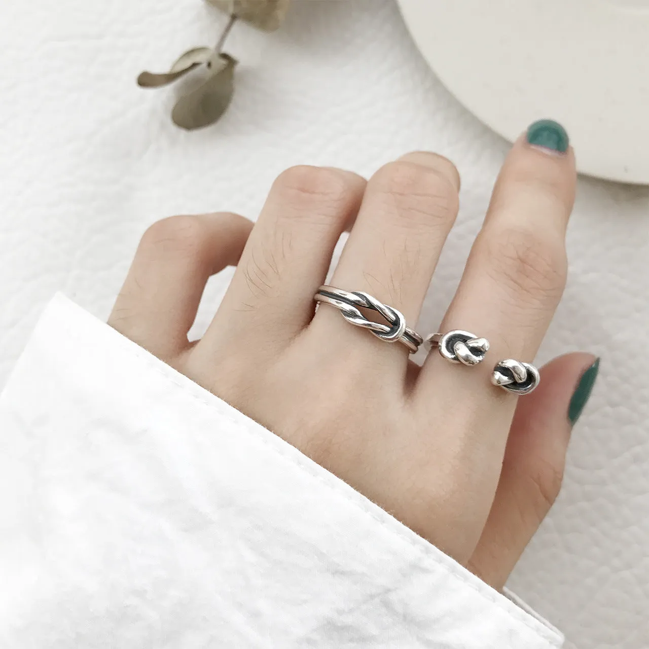 925 Sterling Silver Minimalist Knot Silver Polishing Rings