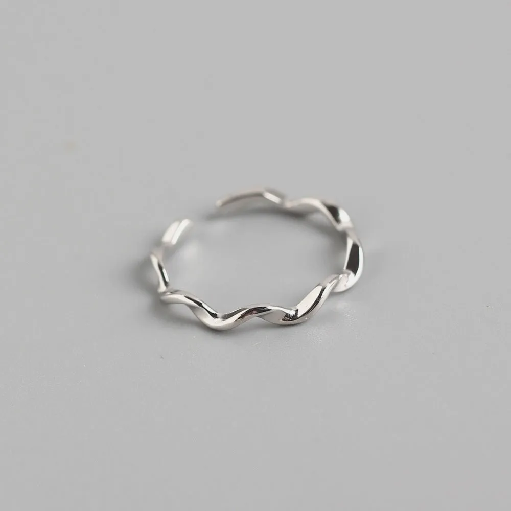 925 Sterling Silver Minimalist Women Mobius Silver Polishing Rings