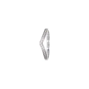 9ct White Gold Pave Diamond Curved Band