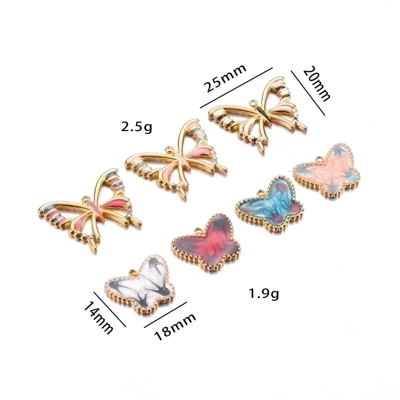 A Pack Of 3 Simple Style Butterfly Stainless Steel Enamel Pendant Jewelry Accessories