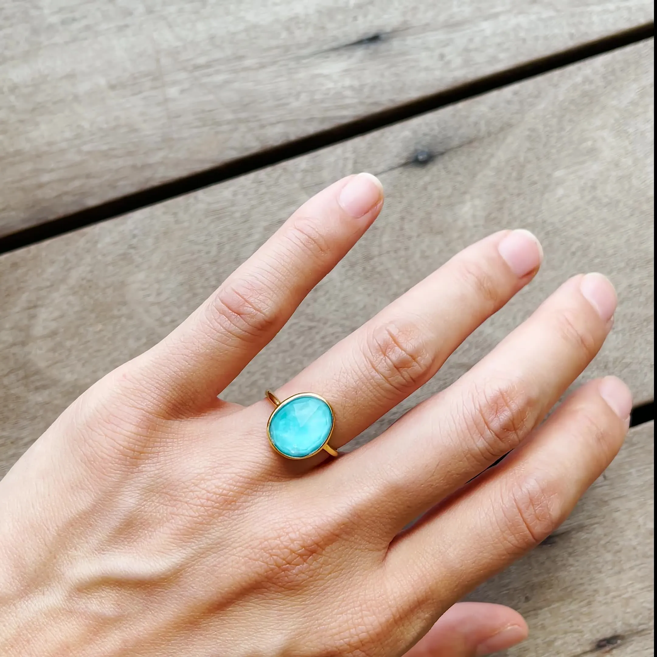 Amalfi Blue Statement Ring - Window to my Soul