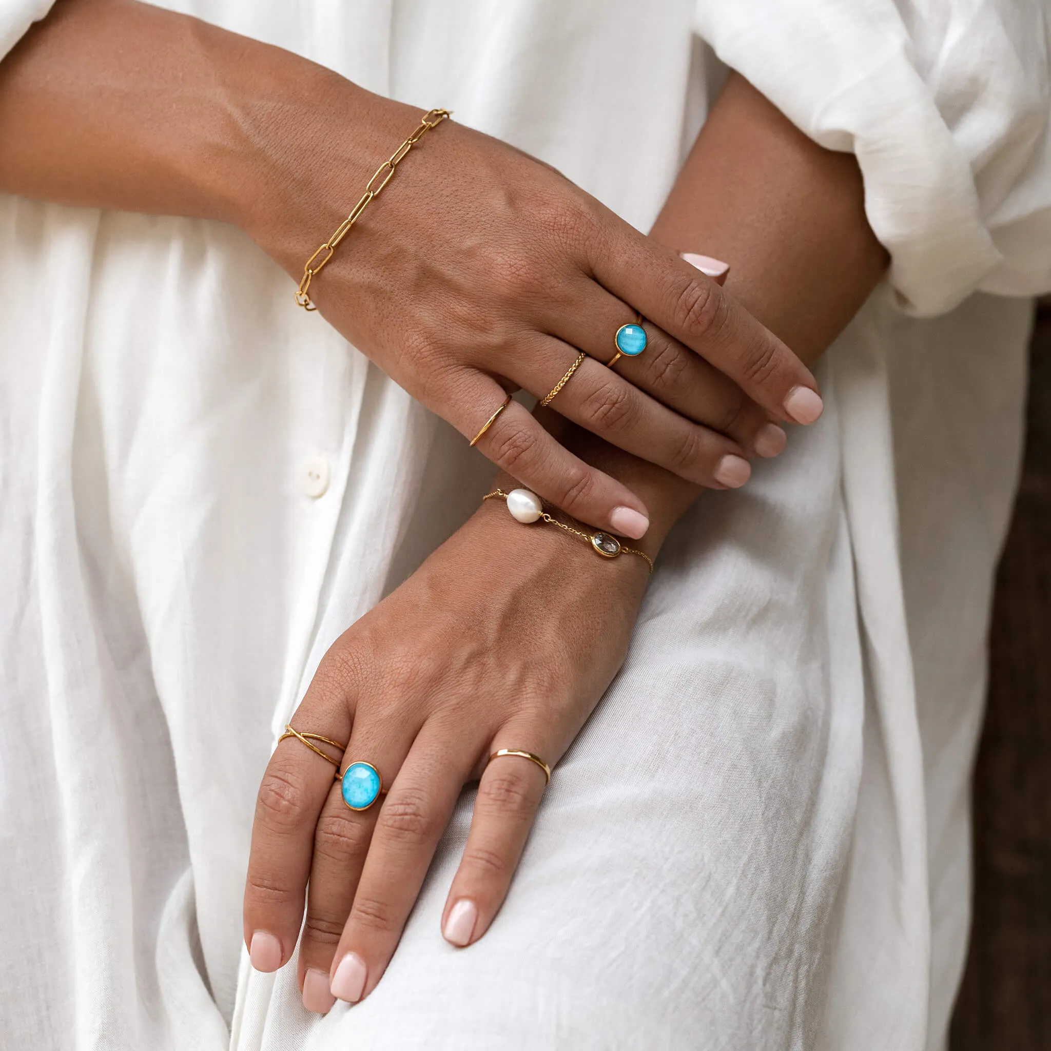 Amalfi Blue Statement Ring - Window to my Soul