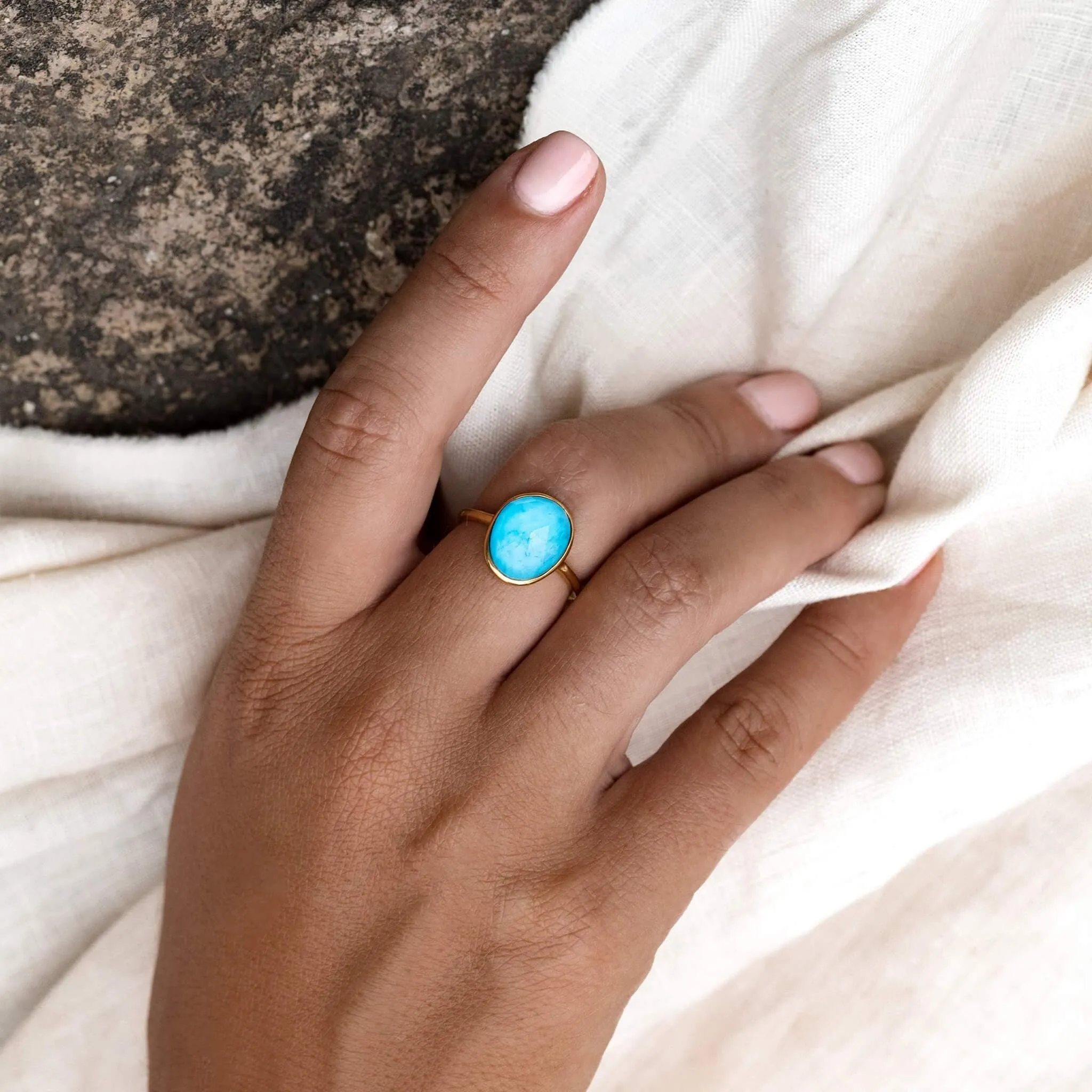 Amalfi Blue Statement Ring - Window to my Soul