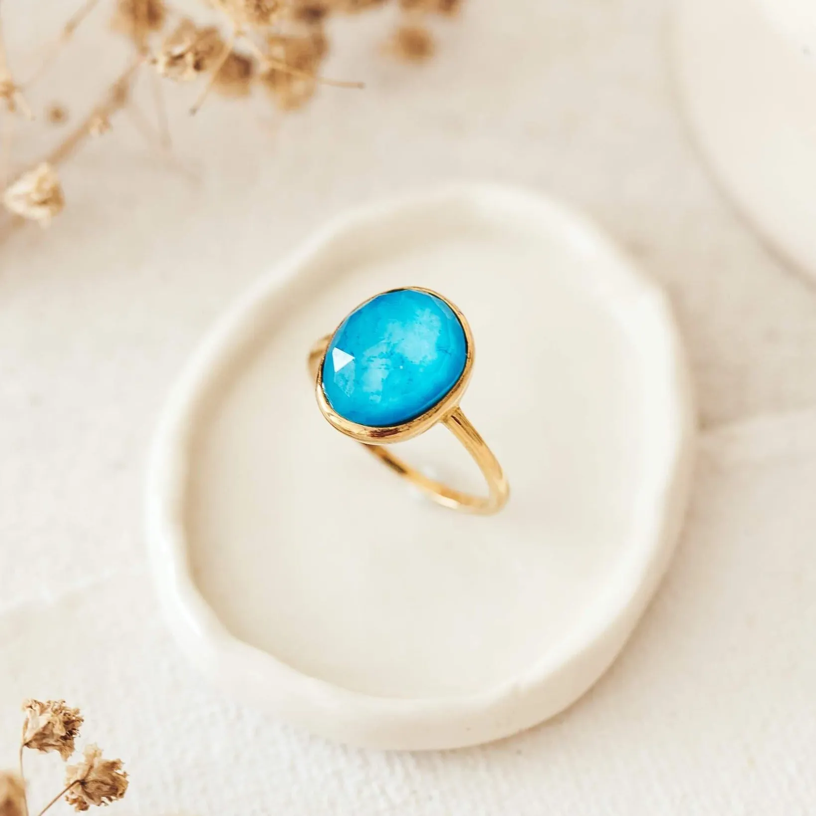 Amalfi Blue Statement Ring - Window to my Soul