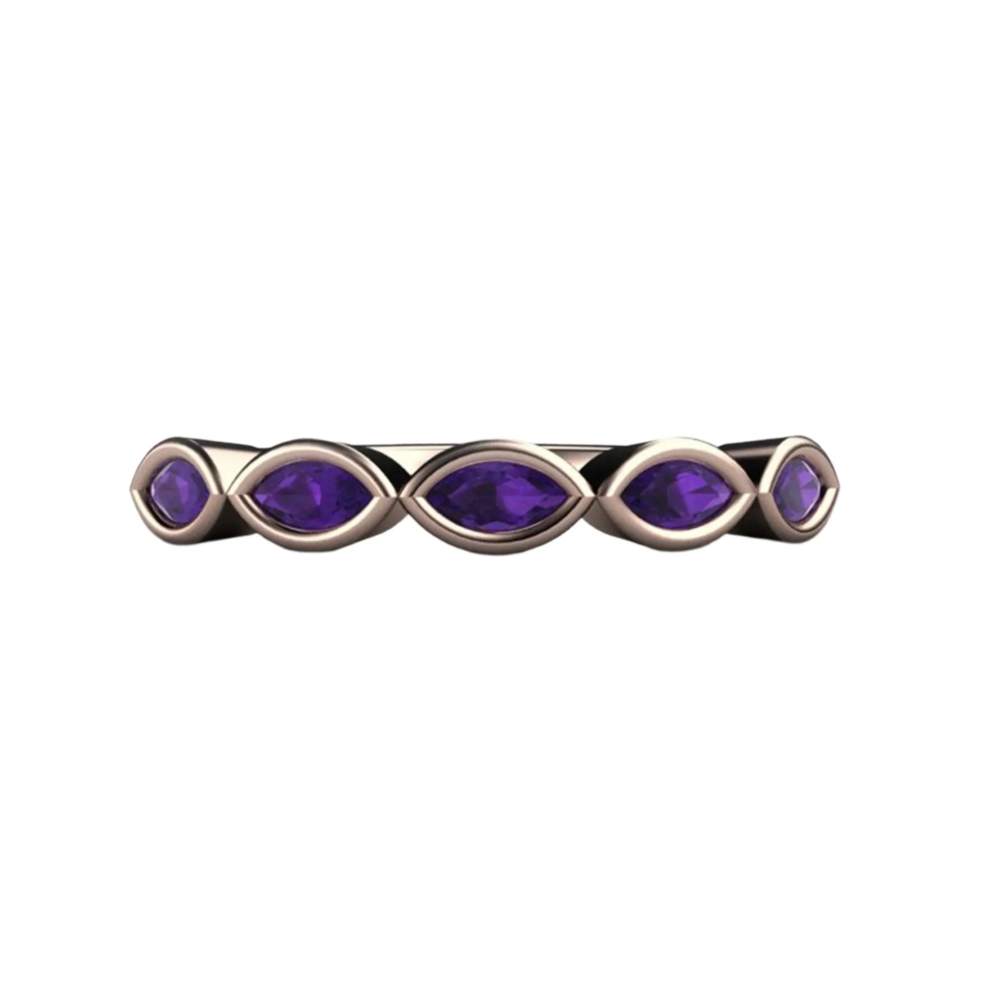 Amethyst Stacking Ring | Bezel Set Marquise Cut in 14K or 18K Gold