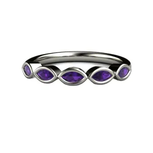 Amethyst Stacking Ring | Bezel Set Marquise Cut in 14K or 18K Gold