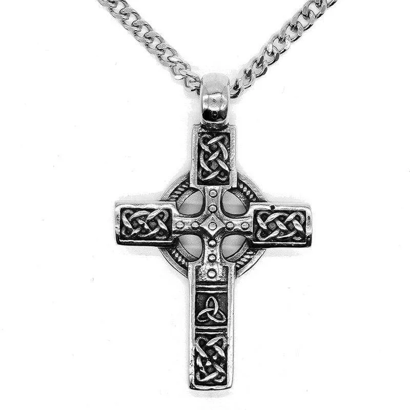 AMUMIU Stainless Steel Pendant Christian Bible Prayer Cross Pendant Men Necklace Charming Gifts Jewelry HZP348