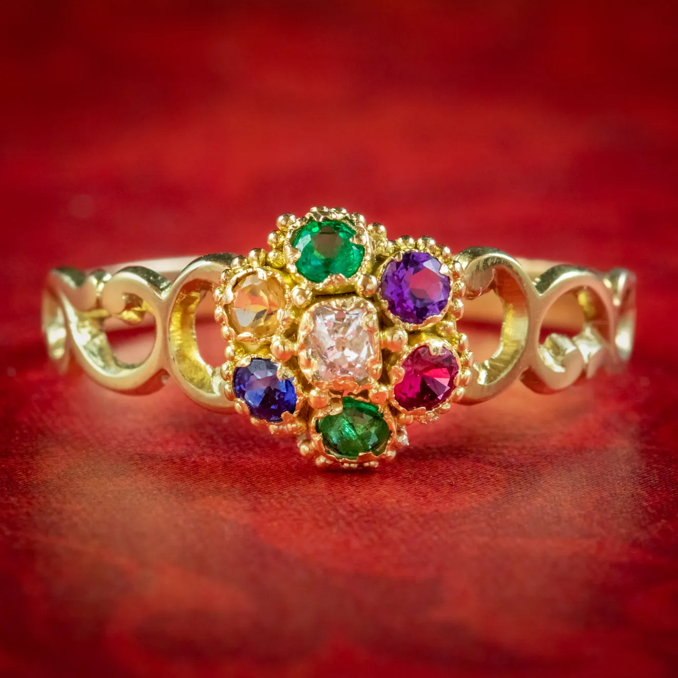 Antique Victorian Gemstone Dearest Ring Circa 1860