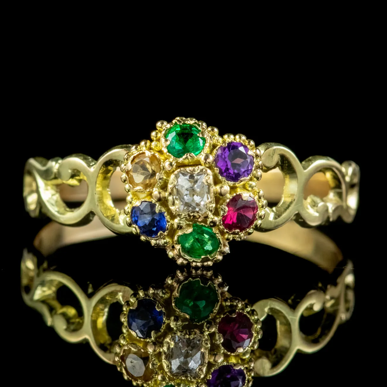 Antique Victorian Gemstone Dearest Ring Circa 1860