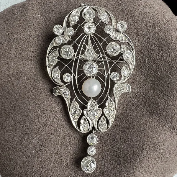 Art Deco Pearl & Diamond Pin/Pendant