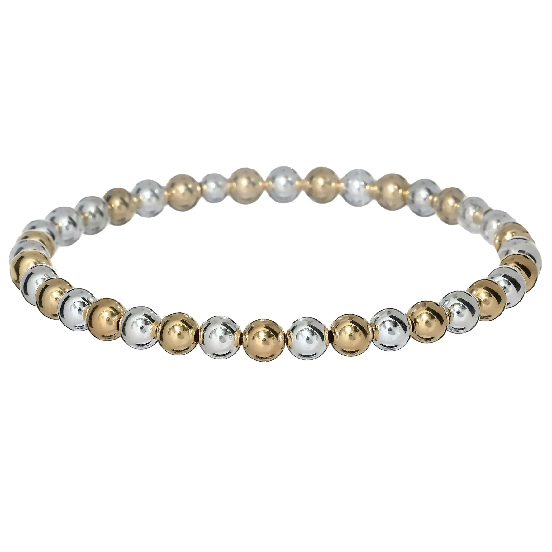 BARA BOHEME 14K Gold Filled 2-Tone Ball Bead Bracelet