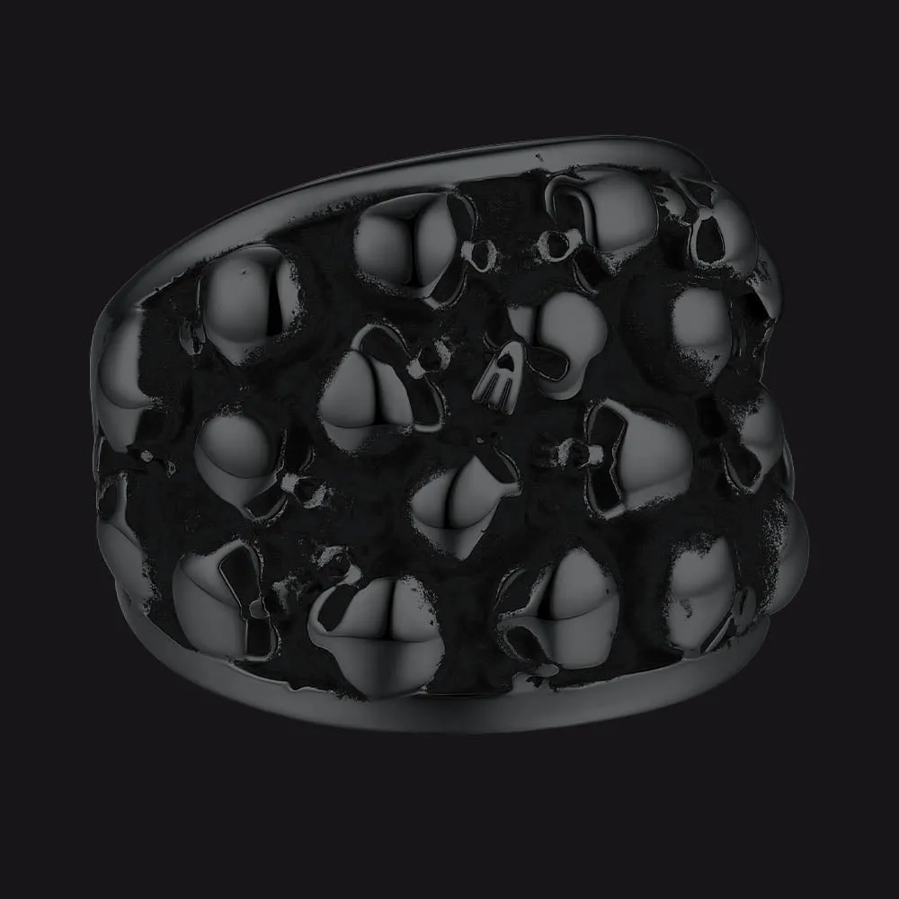 Biker Skeleton Multi Skull Band Ring For Men