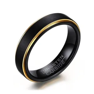 Black & Gold Matte Men's Tungsten Wedding Band