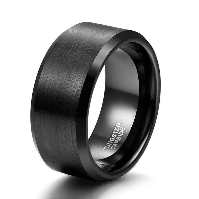 Black Matte 10mm Tungsten Carbide Wedding Band