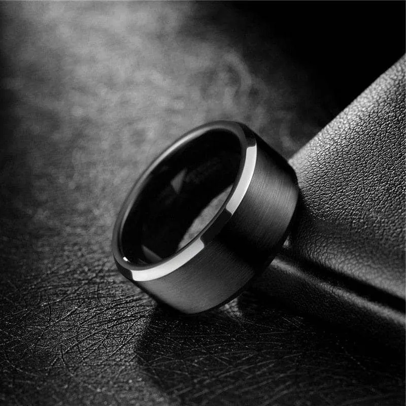 Black Matte 10mm Tungsten Carbide Wedding Band