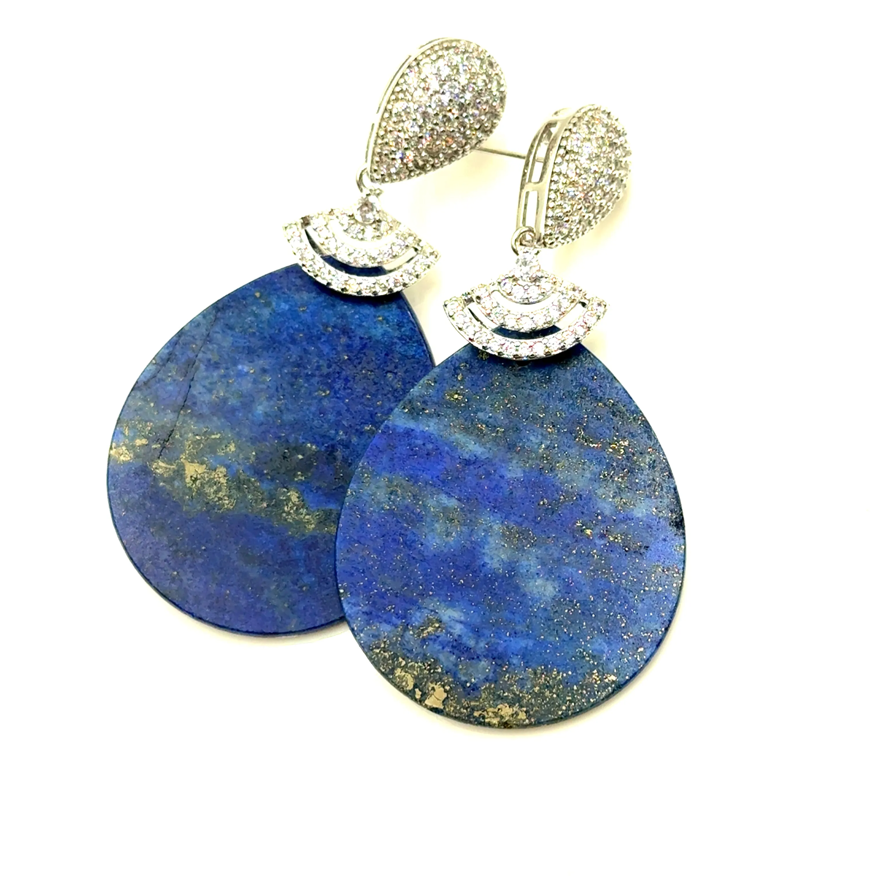 Blue Lapis Cubic Crystal Drop Earring