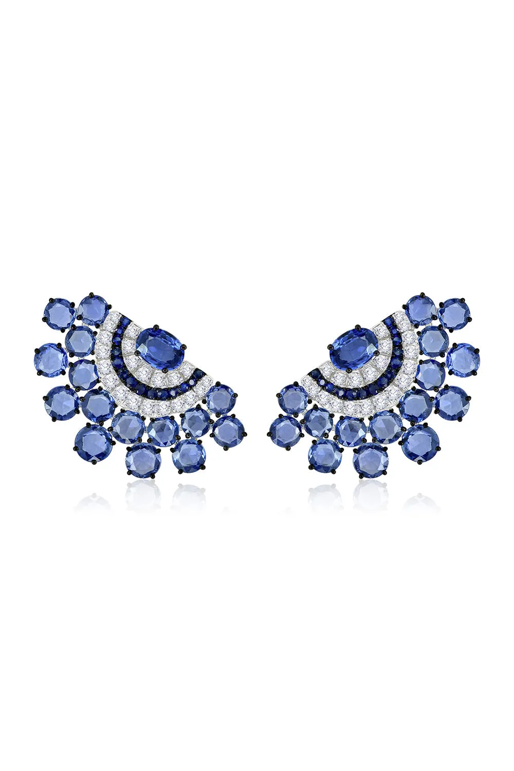 Blue Sapphire Fan Earrings