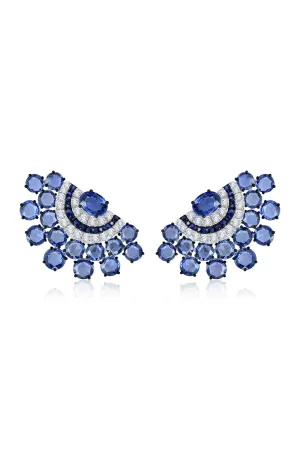 Blue Sapphire Fan Earrings