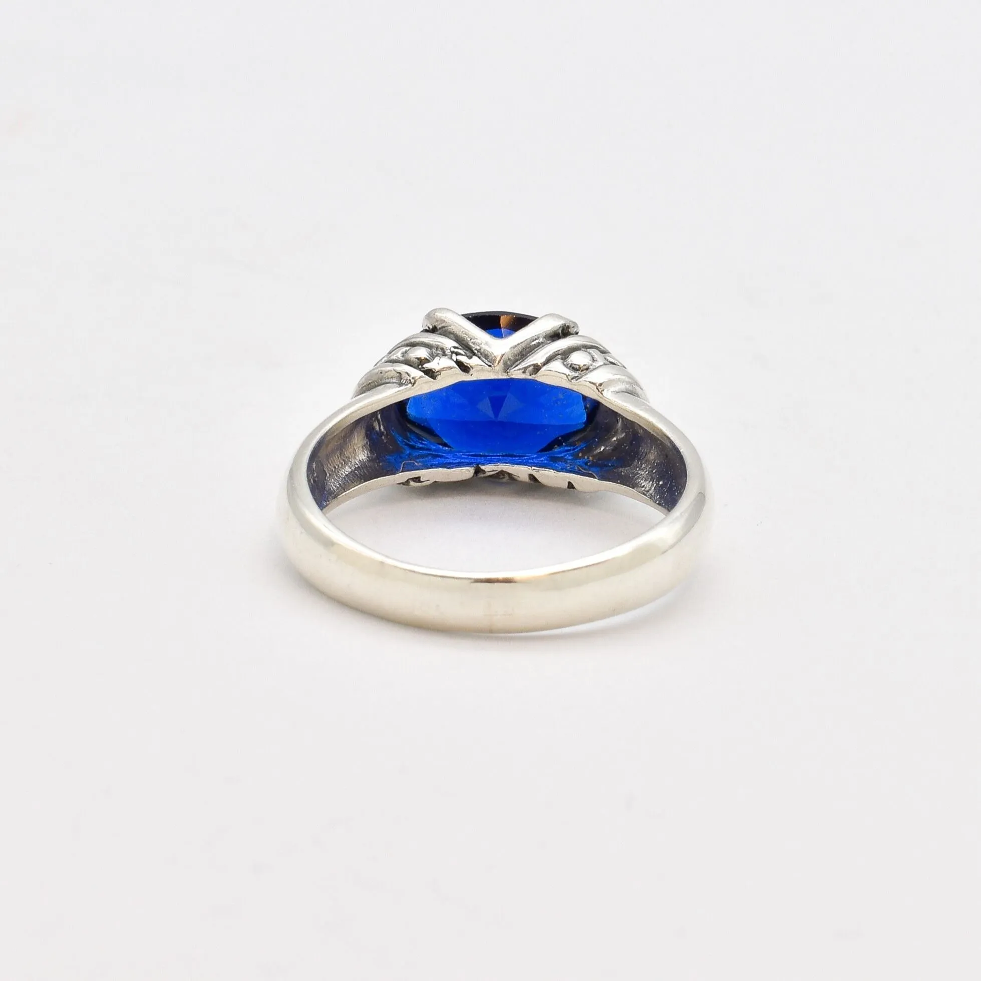 Blue Sapphire Ring - Boho Solitaire Ring - Blue Vintage Ring