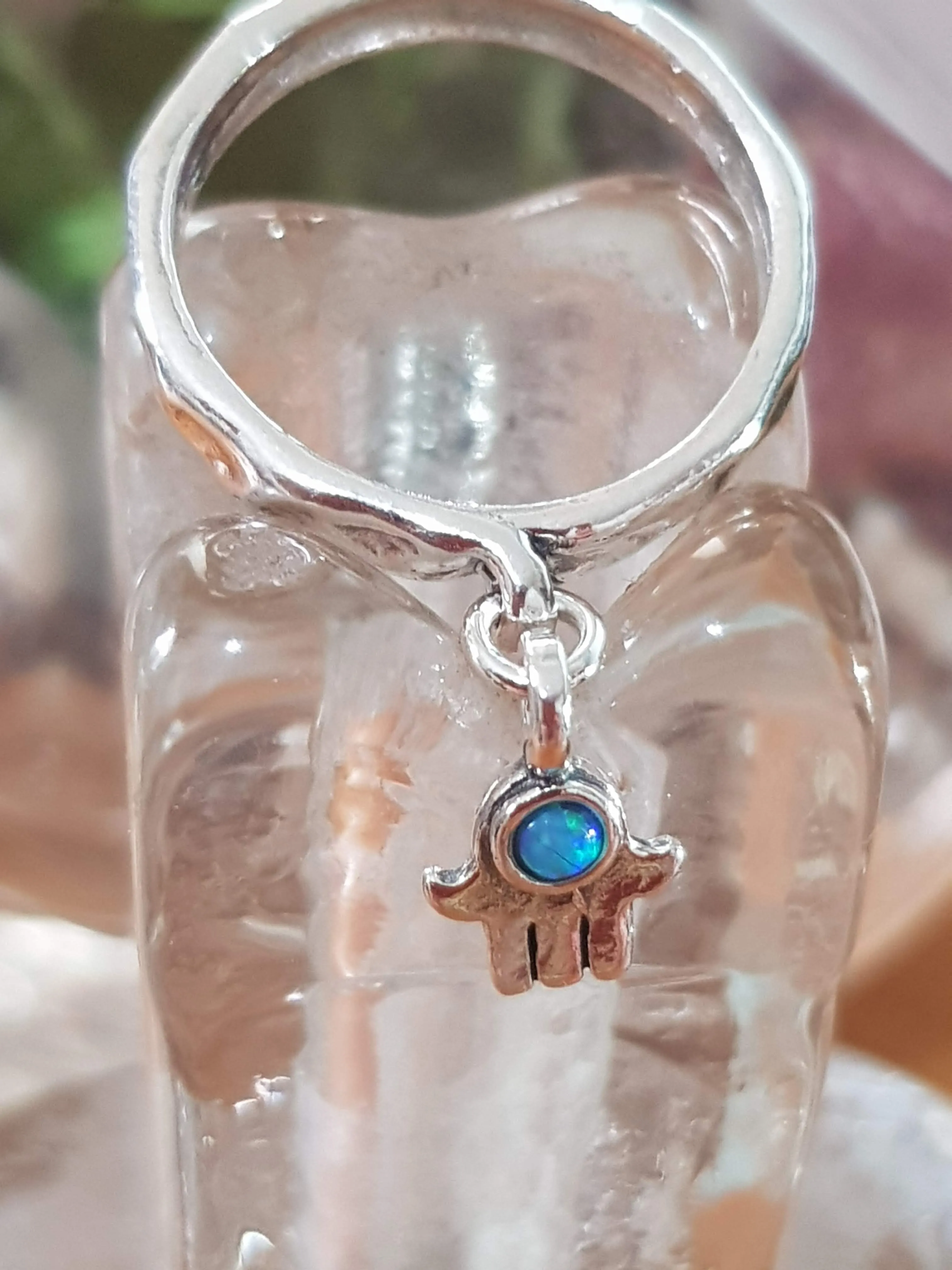 Bluenoemi Silver Ring for Woman Hamsa charm good luck Israeli Jewelry