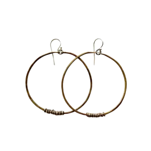 Brass Hoops with Silver Heishi Beads - Large