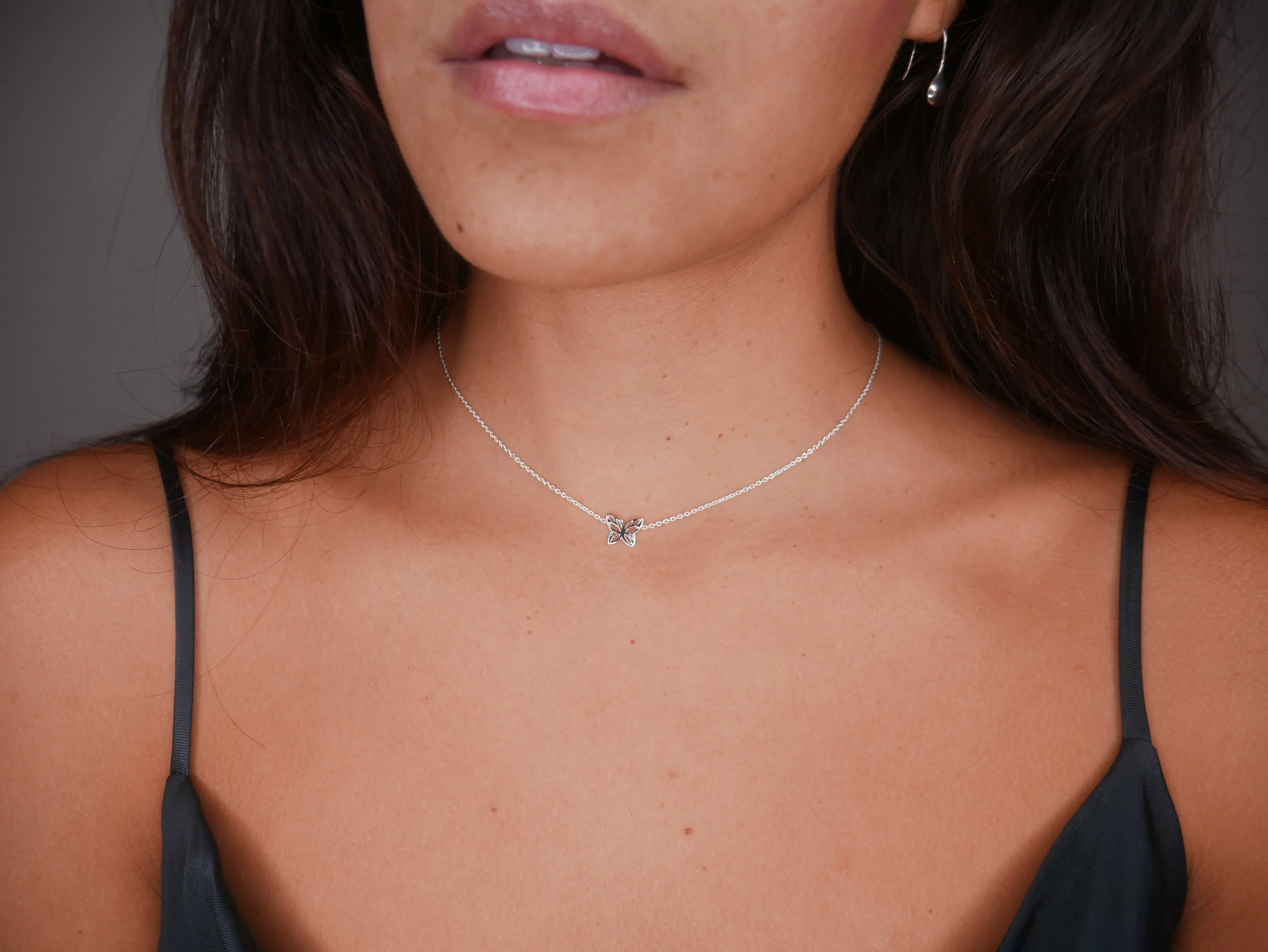 Butterfly Necklace, .925 Sterling Silver Choker