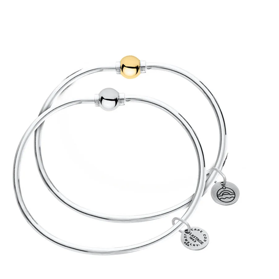 Cape Cod Bracelet in Sterling Silver With a Single 14K Gold Ball