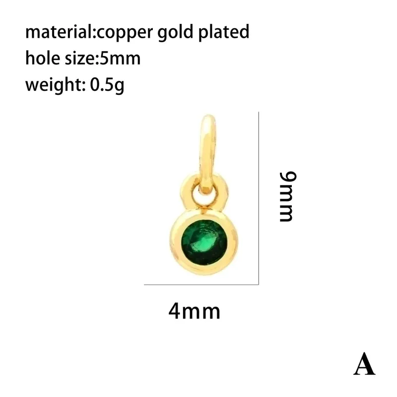 Casual Simple Style Round Rectangle Copper Plating Inlay Zircon 18k Gold Plated Charms