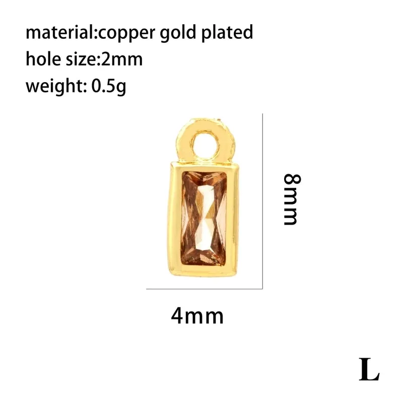 Casual Simple Style Round Rectangle Copper Plating Inlay Zircon 18k Gold Plated Charms